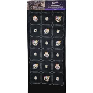 Lunaville Halloween Table Runner Set – Embroidered Day of the Dead – New